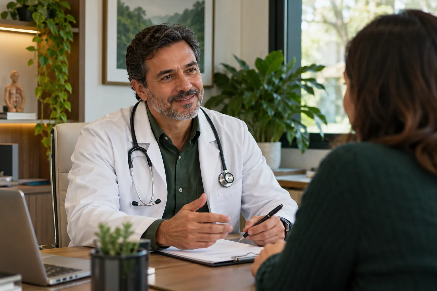 Médico em consulta com uma paciente